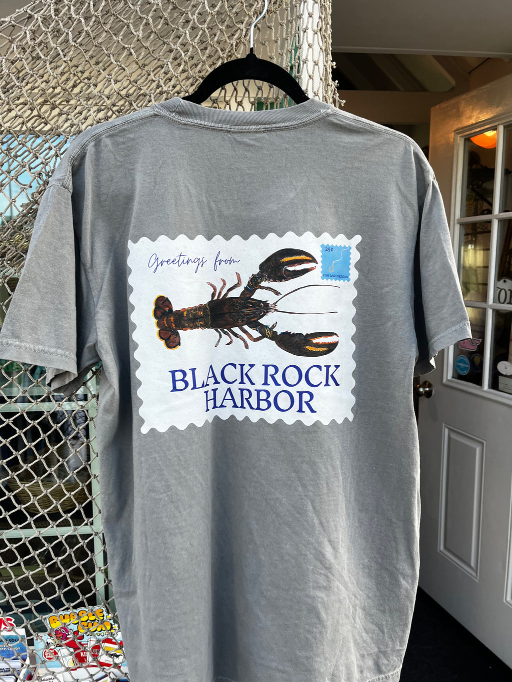 Black Rock Harbor Lobster Postcard and Stamp T-Shirt